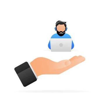 Customer help. Tech support. Cartoon vector illustration. Feedback service Stock Illustration