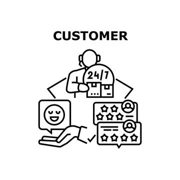 Customer Help Vector Concept Black Illustration Stock Illustration