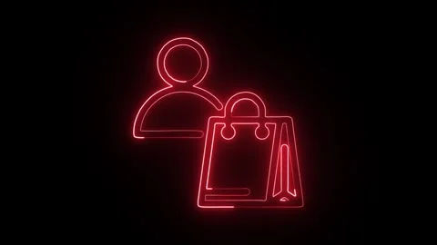 Customer Icon Isolated on Black Background Client Service Neon Animation Stock Footage 329628884