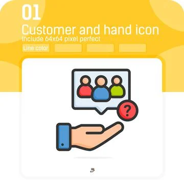 Customer icon with question mark sign with outline color style isolated 스톡 일러스트