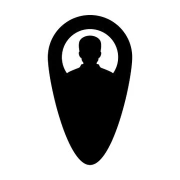 Customer icon vector male user person profile avatar with location map marker イラスト素材