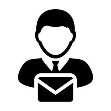 Customer icon vector male user person profile avatar with envelope symbol Stock Illustration