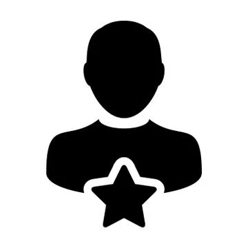 Customer icon vector with star male user person profile avatar symbol for rating Stock Illustration
