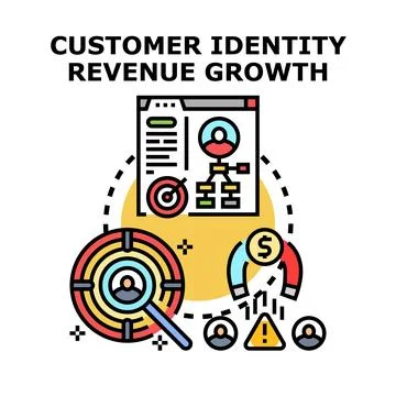 Customer identity data creating revenue growth strategy Stock Illustration