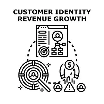 Customer identity data creating revenue growth strategy Stock Illustration