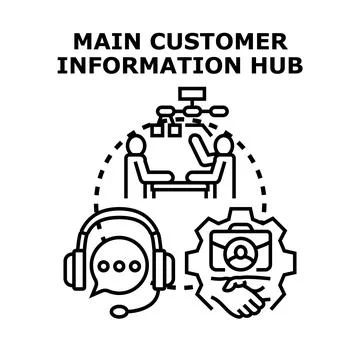 Customer information hub centralizing communication and support Stock Illustration