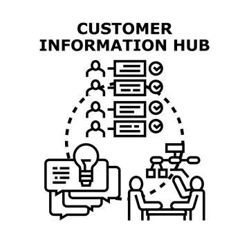 Customer information hub managing data and support system Stock-Illustration