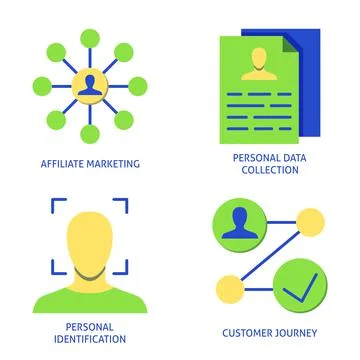 Customer information icon set in flat style Illustrazione stock