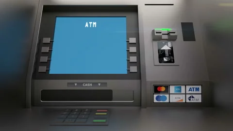 Customer insert card in the atm and check balance Stock Footage 111576155