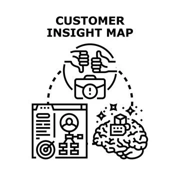 Customer insight map understanding client data analytics Stock Illustration