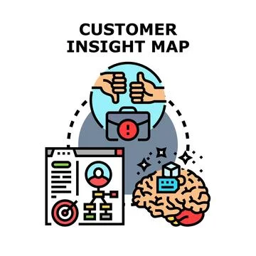 Customer insight map understanding client data analytics Stock Illustration