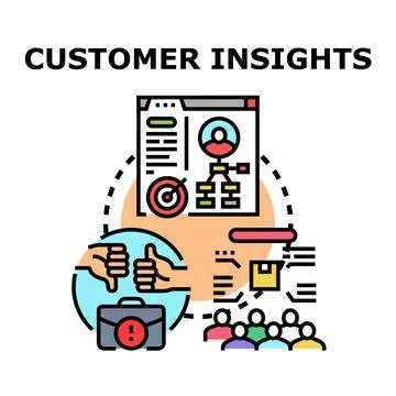 Customer insights analysis improving business strategy and solutions Stockillustratie
