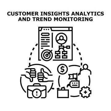Customer insights analytics and trend monitoring process Stock Illustration