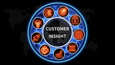 Customer Insights Business Technology Circular Icons Animation Stock Footage 340332284