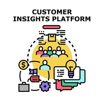 Customer insights platform analyzing data for business strategy Stock Illustration
