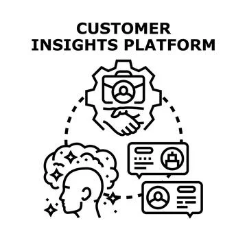 Customer insights platform analyzing data for business decisions Stock Illustration