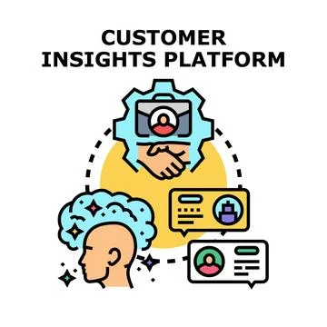 Customer insights platform analyzing data for business decisions Stock Illustration