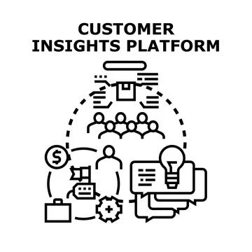 Customer insights platform analyzing data for business strategy Stock Illustration