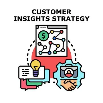 Customer insights strategy analyzing business data for success Illustrazione stock