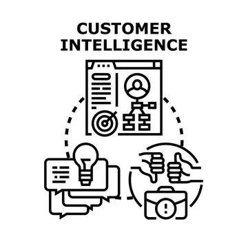 Customer intelligence collecting data for business insights Stock Illustration