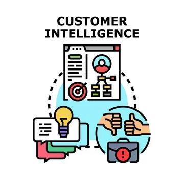 Customer intelligence collecting data for business insights Stock Illustration