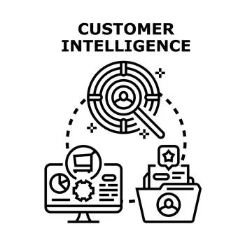 Customer intelligence gathering and data analysis concept Stock Illustration