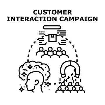 Customer interaction campaign engaging audience with creative strategy Stock Illustration