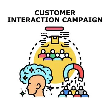 Customer interaction campaign engaging audience with creative strategy Stock Illustration