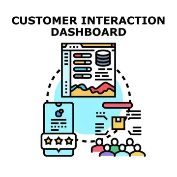 Customer interaction dashboard managing user experience data Stock Illustration