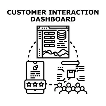 Customer interaction dashboard managing user experience data Stock Illustration