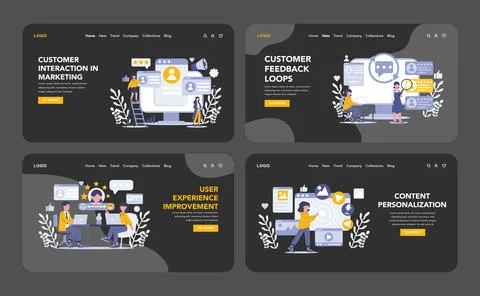 Customer Interaction in marketing concept. Flat vector illustration Illustrazione stock