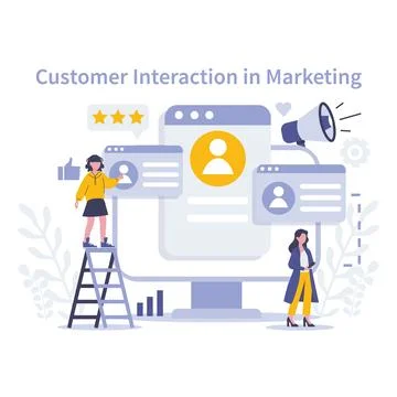 Customer Interaction in marketing concept. Flat vector illustration Stock Illustration