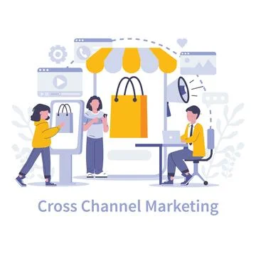 Customer Interaction in marketing concept. Flat vector illustration Stock Illustration