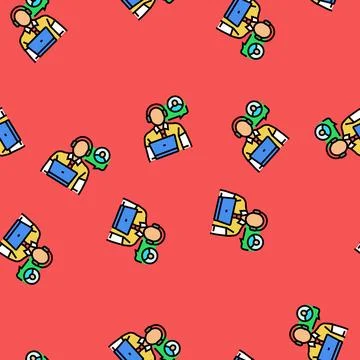Customer interaction social media vector seamless pattern Stockillustratie