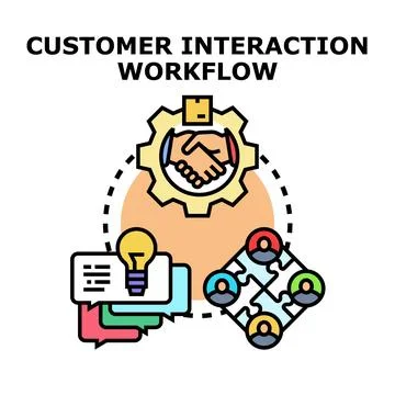 Customer interaction workflow concept forming a complete process Stock Illustration
