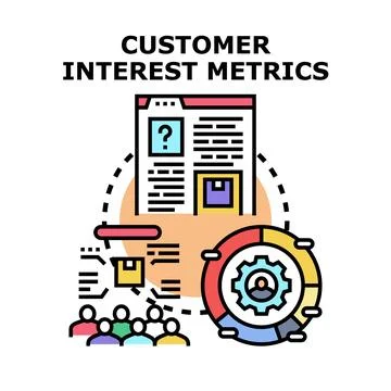 Customer interest metrics analyzing user engagement data Stock Illustration