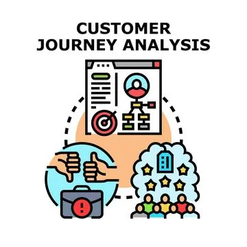 Customer journey analysis mapping client experience and feedback Stock Illustration