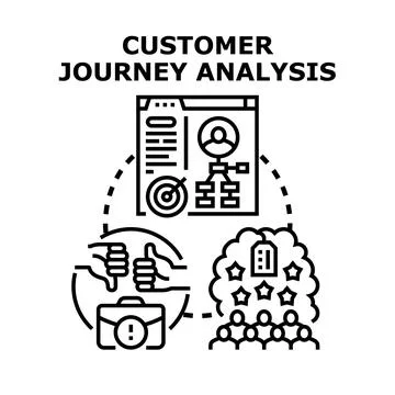 Customer journey analysis mapping client experience and feedback Stock Illustration