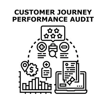 Customer journey performance audit analyzing progress イラスト素材