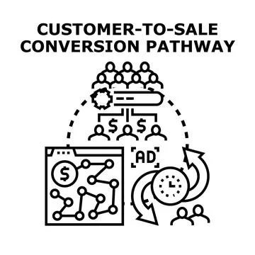 Customer journey to sale conversion pathway Stock Illustration