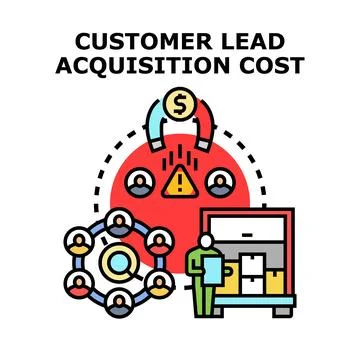Customer lead acquisition cost process strategy Stock Illustration