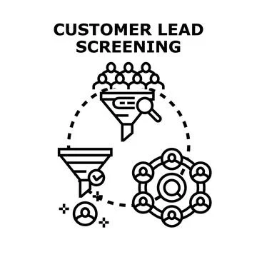 Customer lead screening funnel identifying target audience Ilustración de archivo