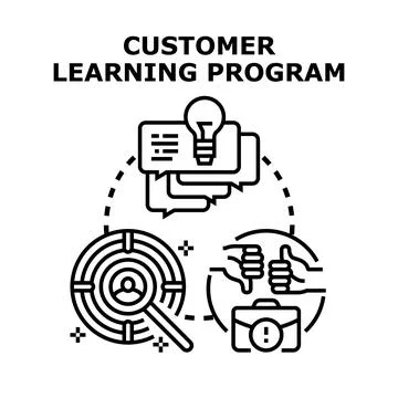 Customer learning program concept developing skills and knowledge Stock Illustration