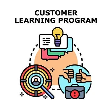Customer learning program concept developing skills and knowledge Stock Illustration