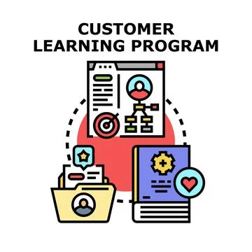 Customer learning program developing skills and knowledge Stock Illustration