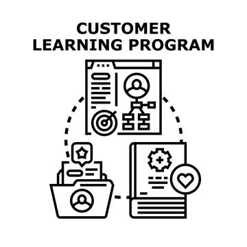 Customer learning program developing skills and knowledge 库存插图
