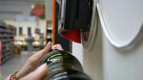 The customer learns the price of a product Stock Footage 280155702