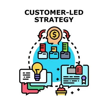 Customer led strategy concept providing business growth value Stock Illustration