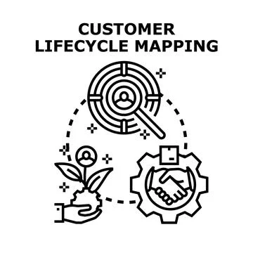 Customer lifecycle mapping process capturing value acquisition Stock Illustration