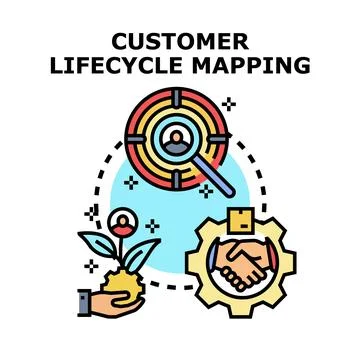 Customer lifecycle mapping process capturing value acquisition Stock Illustration